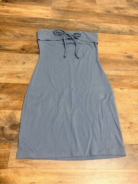 Wild Fable Strapless Tube Dress Size Small Gray Blue Foldover Y2K Mini Dress